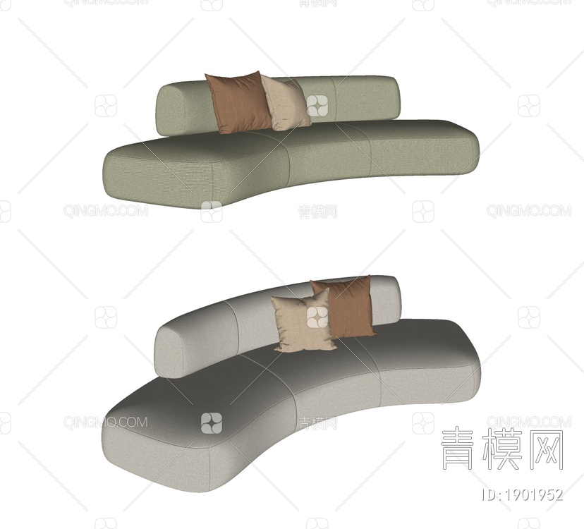 异形弧形多人沙发SU模型下载【ID:1901952】