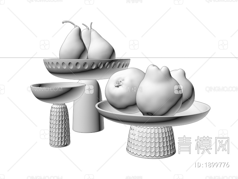 蘑菇托盘 青黄鸭梨3D模型下载【ID:1899776】