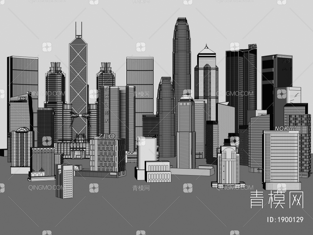 城市建筑简模规划3D模型下载【ID:1900129】