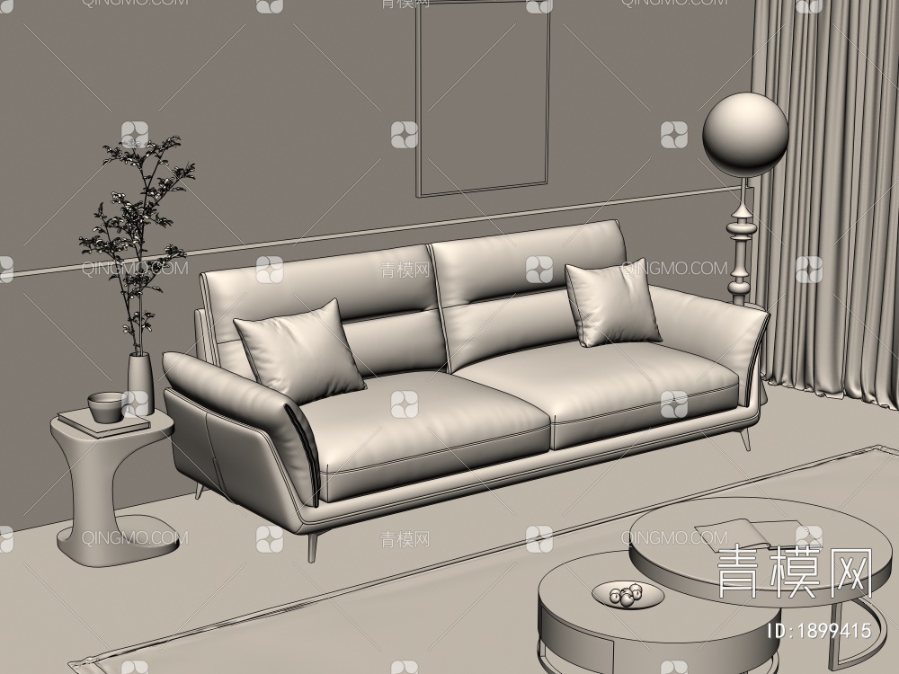双人沙发3D模型下载【ID:1899415】