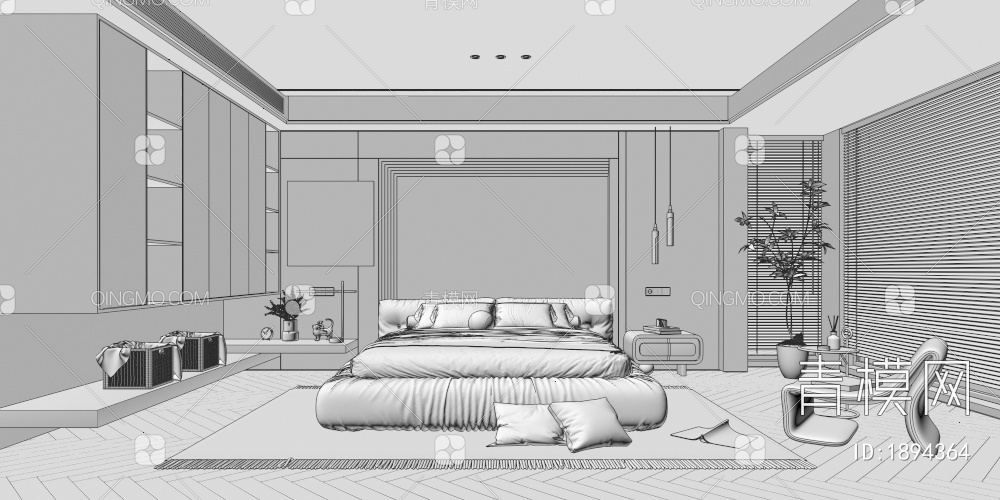 卧室3D模型下载【ID:1894364】