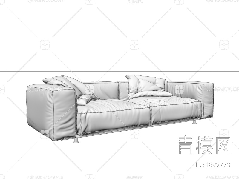 双人布艺沙发3D模型下载【ID:1899773】
