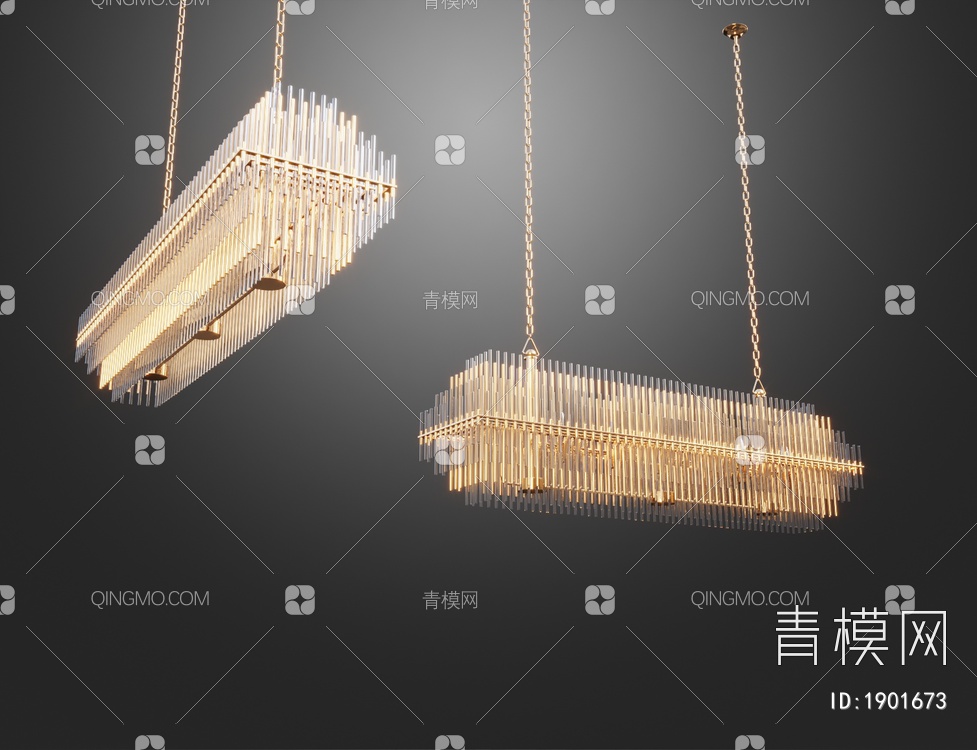 金属玻璃吊灯3D模型下载【ID:1901673】