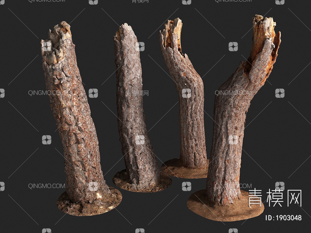 木头 树桩 树杆 木材 木柴 朽木3D模型下载【ID:1903048】