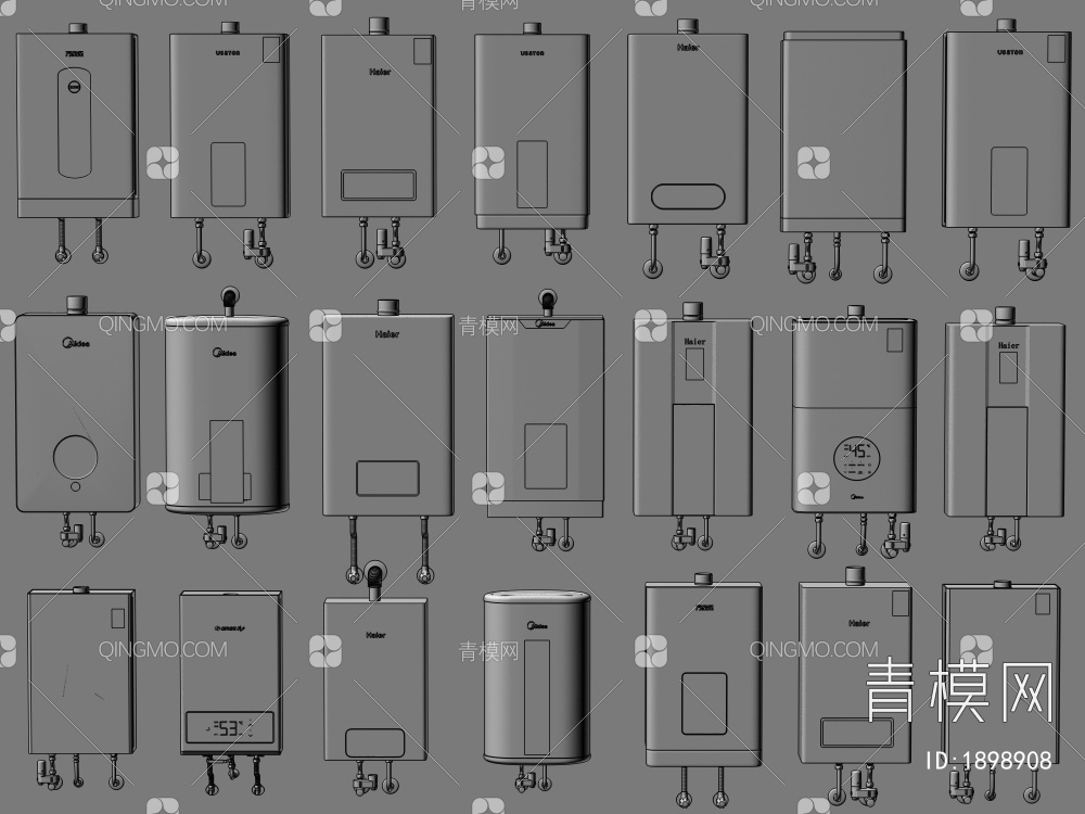 热水器 电热水器 燃气热水器 智能热水器 零冷水热水器3D模型下载【ID:1898908】