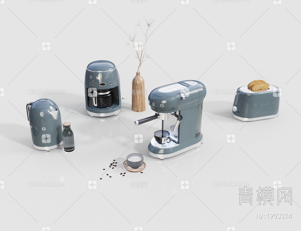咖啡机 烤面包机 电热水壶3D模型下载【ID:1903314】