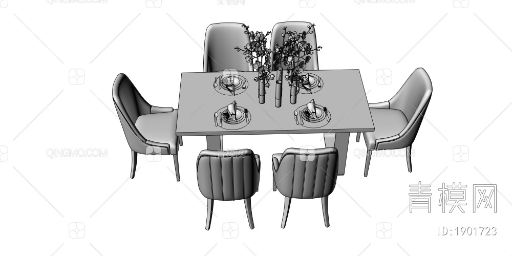 餐桌椅组合3D模型下载【ID:1901723】