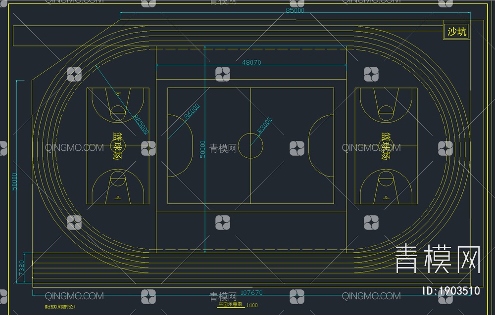 49套篮球场 运动场地 体育馆CAD施工图【ID:1903510】
