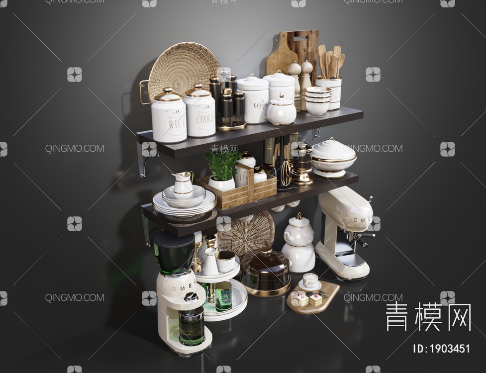 餐具 砧板 厨房器具3D模型下载【ID:1903451】