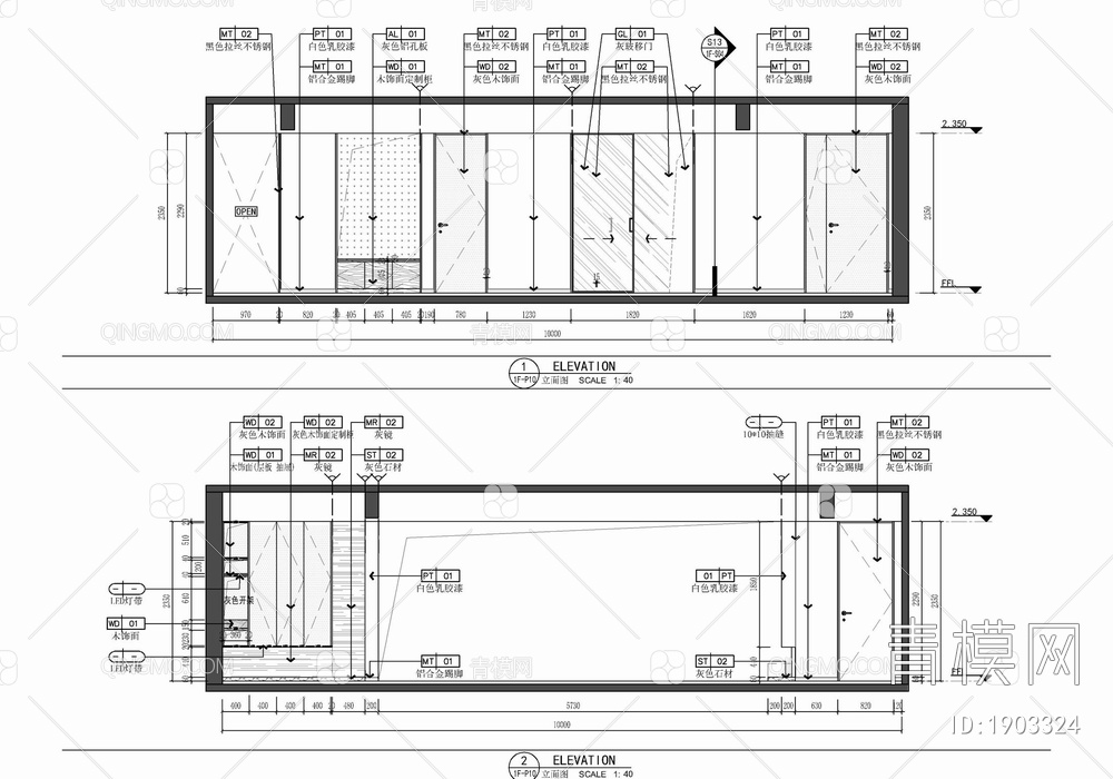 150㎡大平层家装室内施工图 私宅 平层 三居室 样板房【ID:1903324】