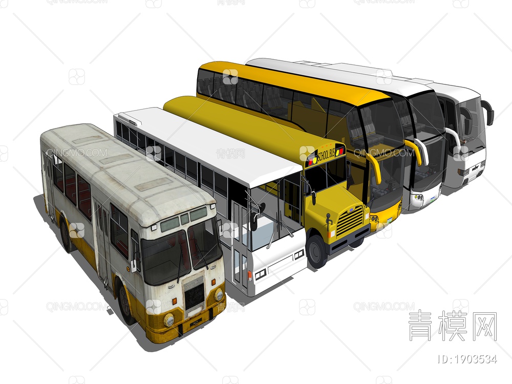 公交车双层巴士SU模型下载【ID:1903534】