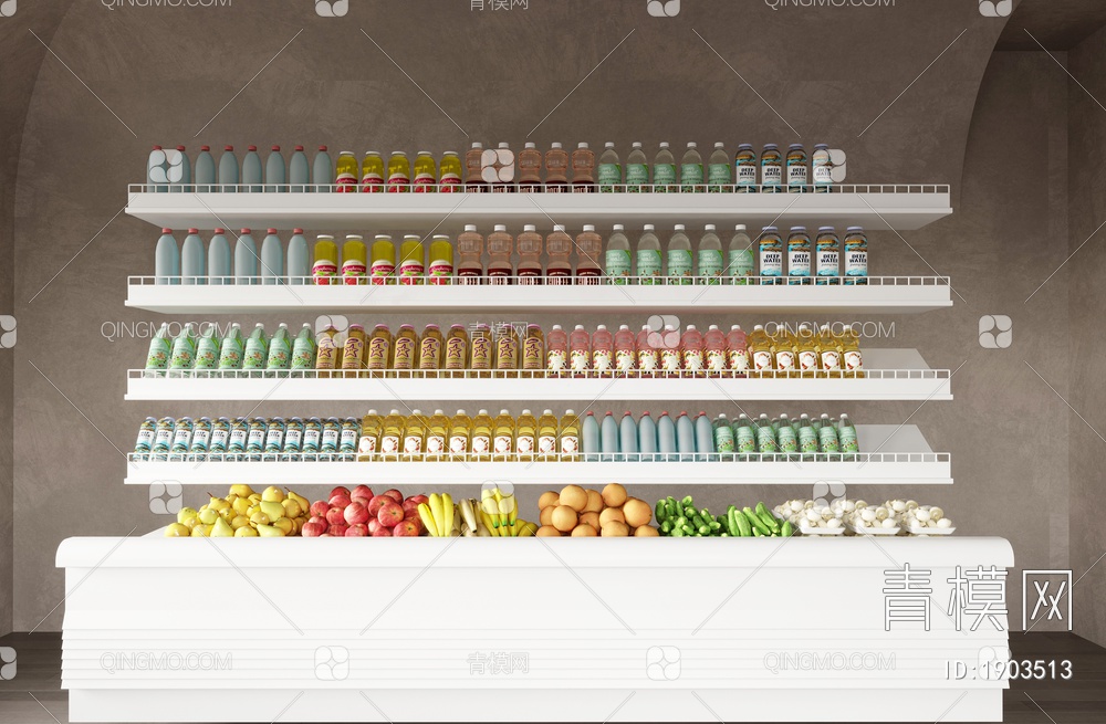冰柜 超市饮料 蔬菜 水果3D模型下载【ID:1903513】