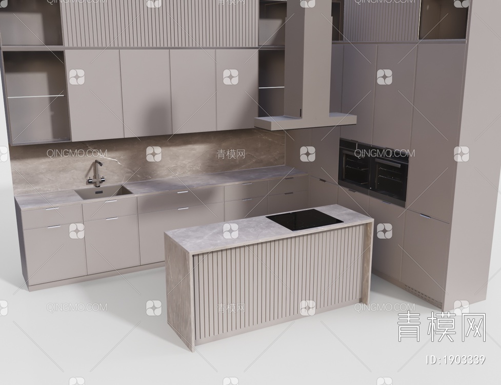 中岛厨房橱柜3D模型下载【ID:1903339】