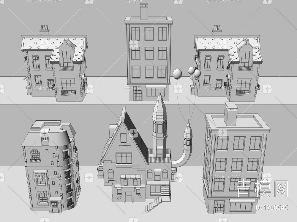 卡通建筑、卡通房子3D模型下载【ID:1900545】