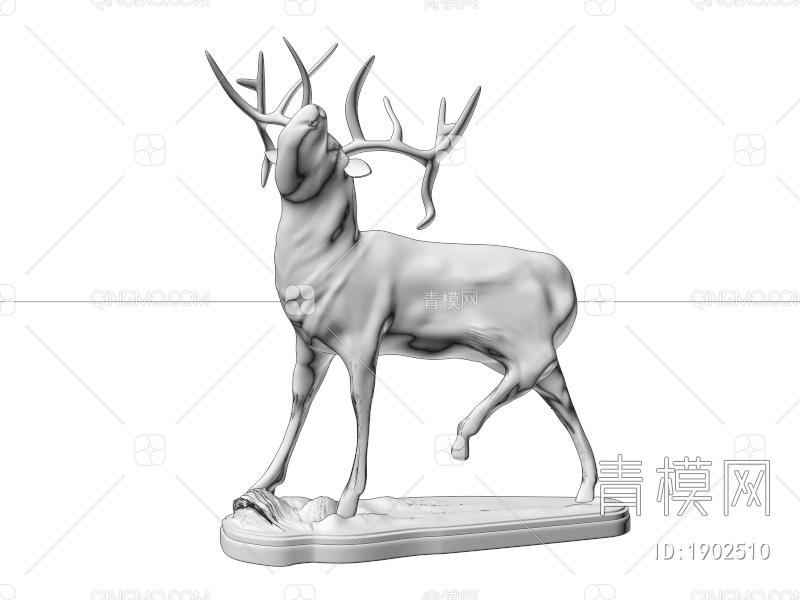 古铜麋鹿动物装饰雕塑摆件3D模型下载【ID:1902510】