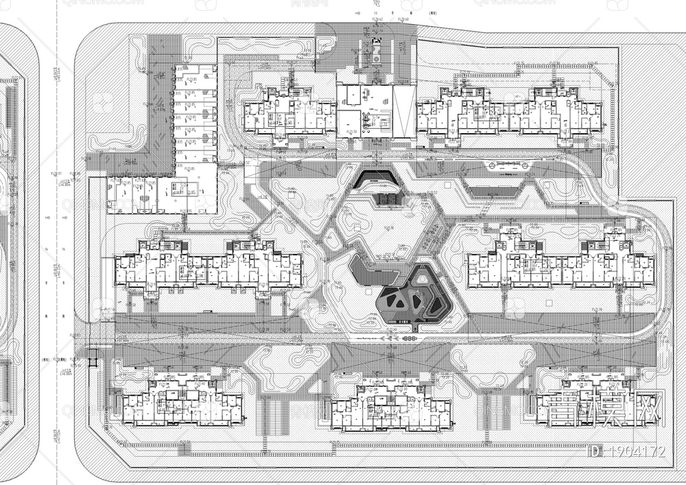 小区景观平面设计 居住区平面图 施工图【ID:1904172】