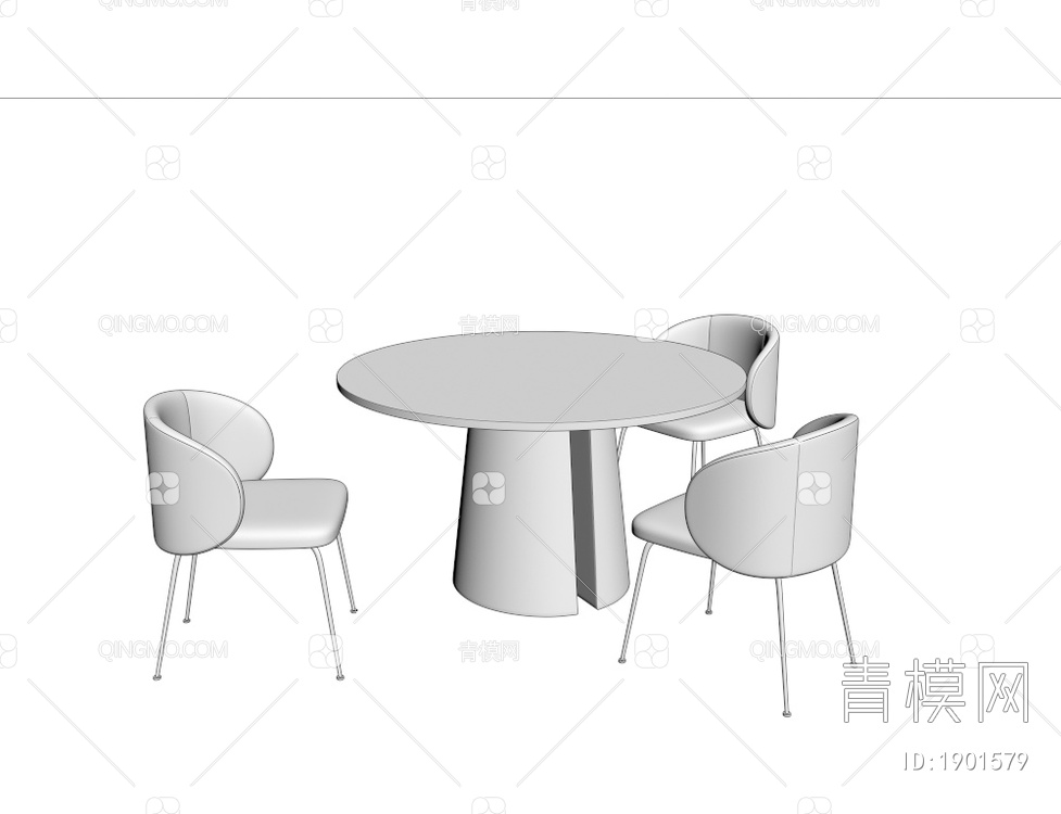 圆形餐桌椅3D模型下载【ID:1901579】