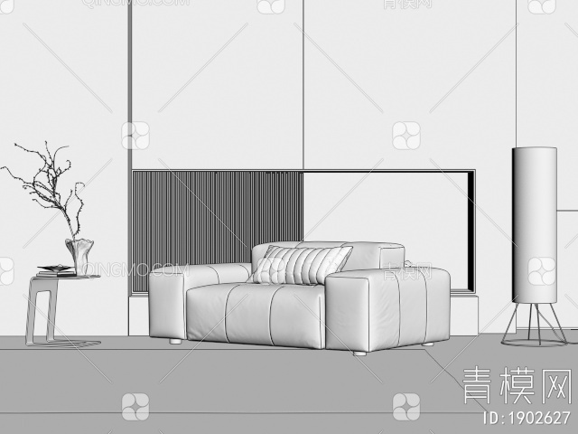 单人沙发3D模型下载【ID:1902627】