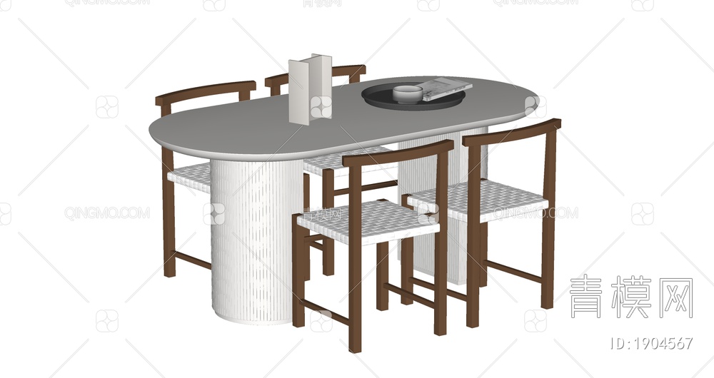 中古风餐桌椅组合SU模型下载【ID:1904567】