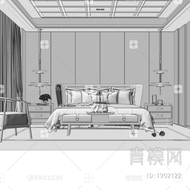 家居卧室3D模型下载【ID:1902122】
