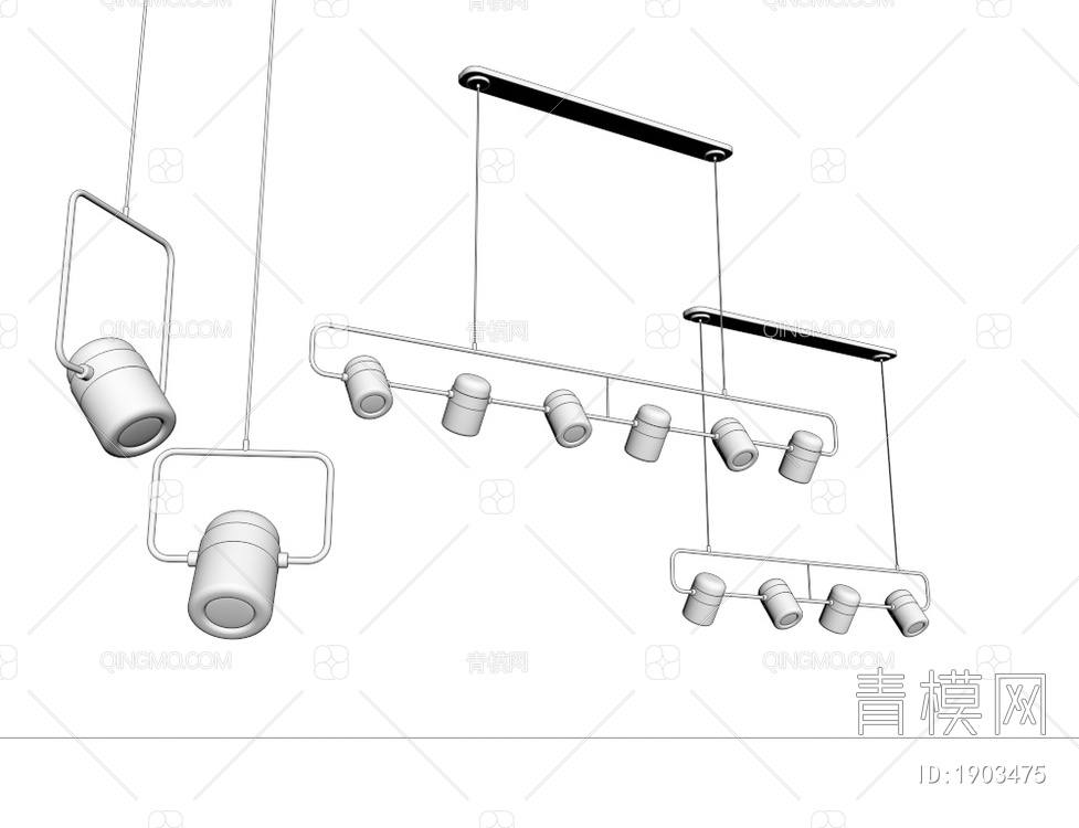 彩色金属轨道射灯3D模型下载【ID:1903475】