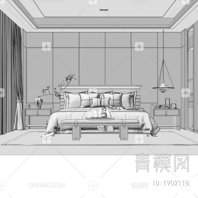 家居卧室3D模型下载【ID:1902118】