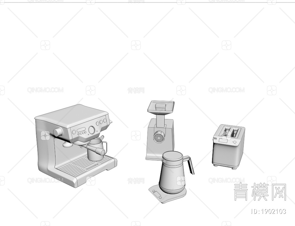 咖啡机 面包机 厨房用具3D模型下载【ID:1902103】