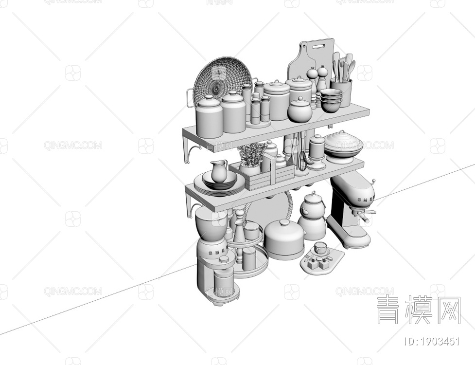 餐具 砧板 厨房器具3D模型下载【ID:1903451】