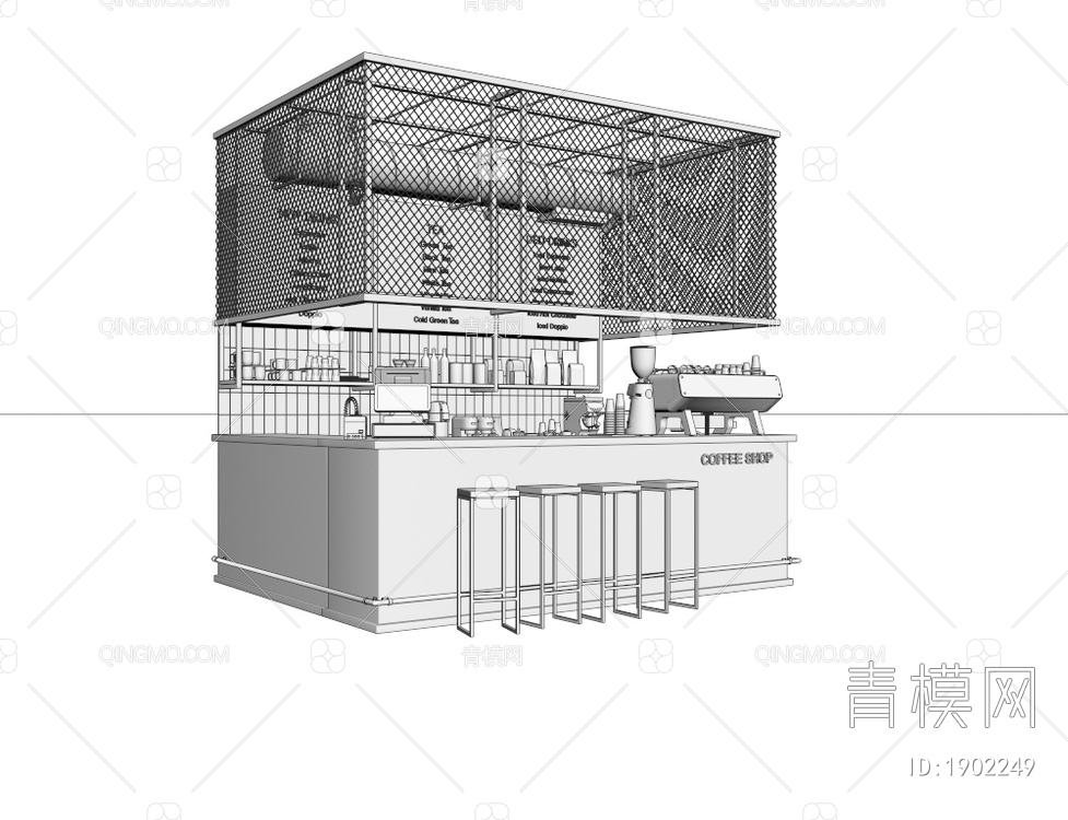咖啡厅 吧台 操作台3D模型下载【ID:1902249】