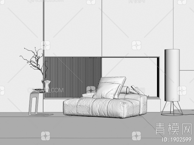 单人沙发3D模型下载【ID:1902599】