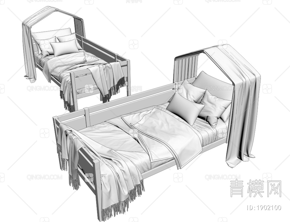 实木儿童床3D模型下载【ID:1902100】