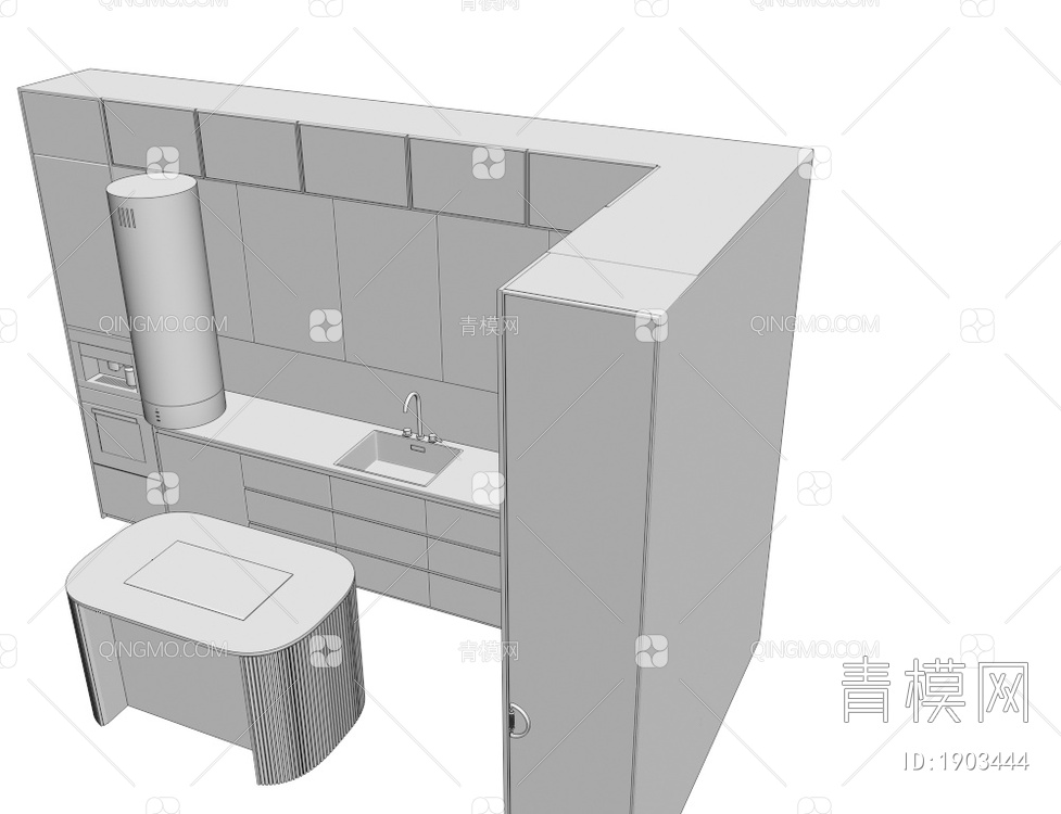 中岛厨房橱柜3D模型下载【ID:1903444】