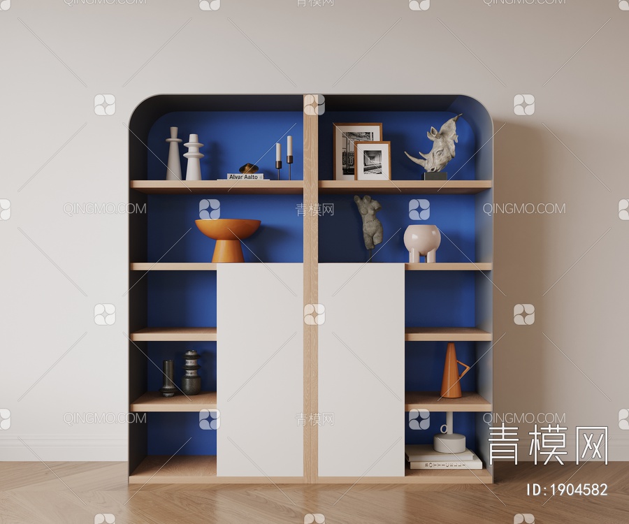 蓝色书柜3D模型下载【ID:1904582】