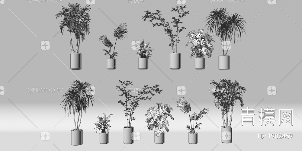 花盆 盆栽 绿植组合3D模型下载【ID:1902459】