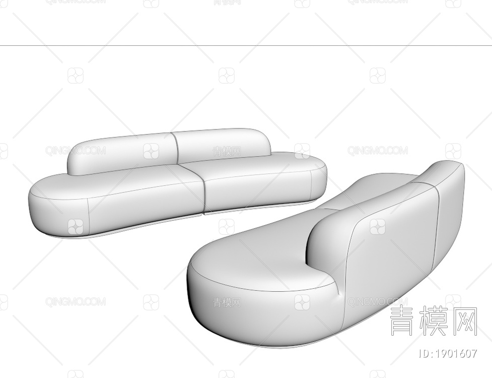 布艺弧形沙发3D模型下载【ID:1901607】