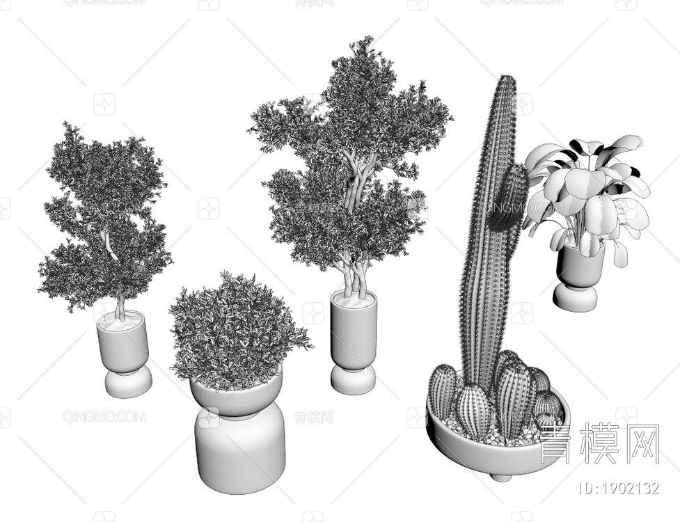 绿植盆栽3D模型下载【ID:1902132】