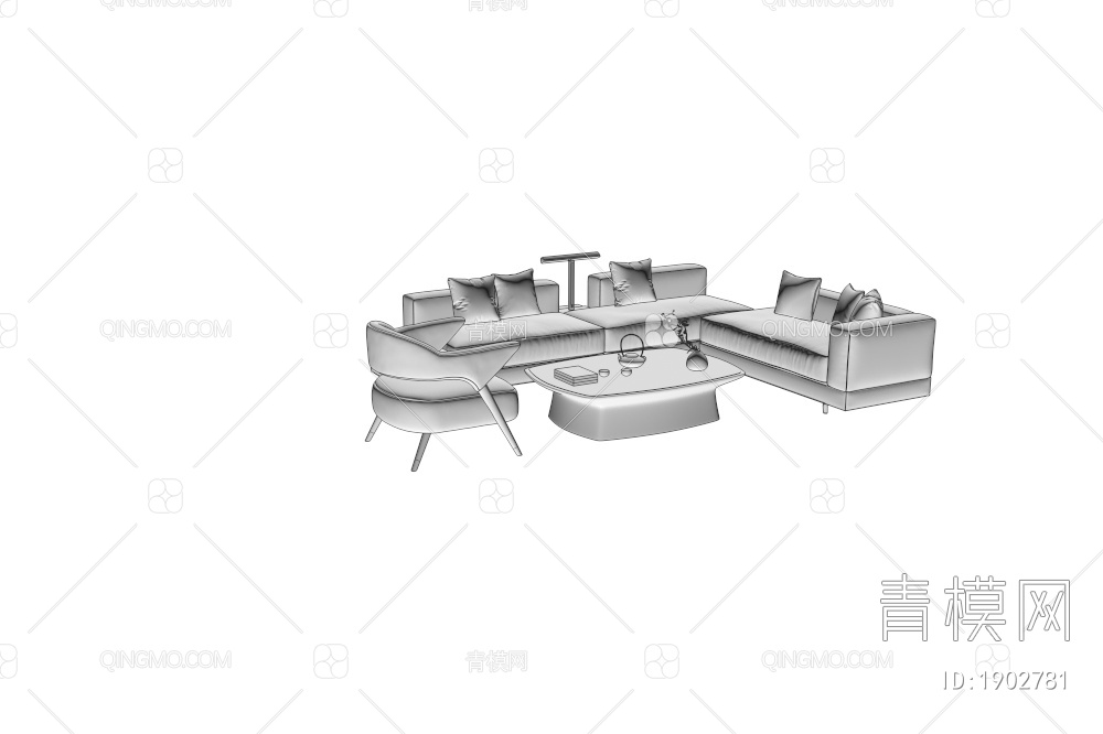 沙发茶几组合3D模型下载【ID:1902781】