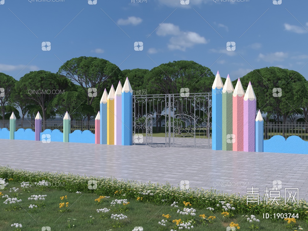 幼儿园围墙3D模型下载【ID:1903744】