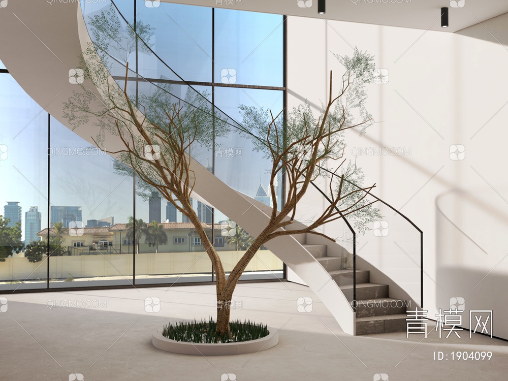 景观小品 室内楼梯植物大树3D模型下载【ID:1904099】