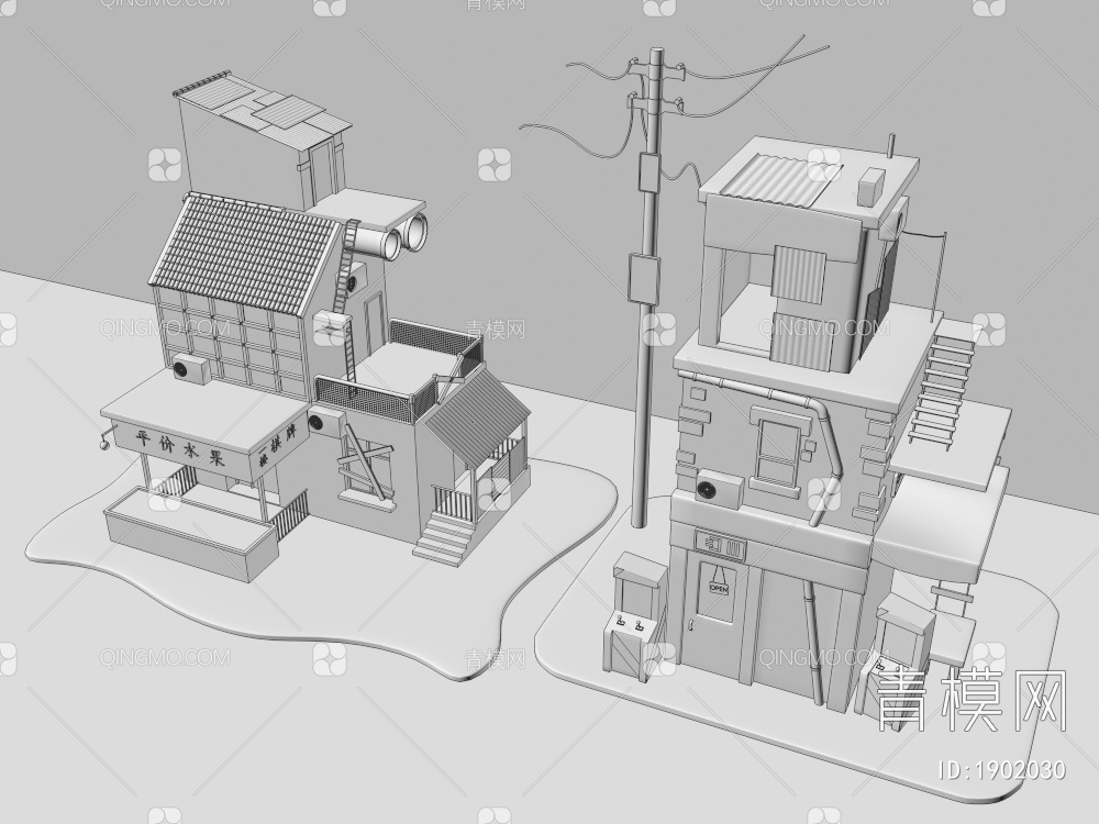 卡通房子、卡通建筑3D模型下载【ID:1902030】