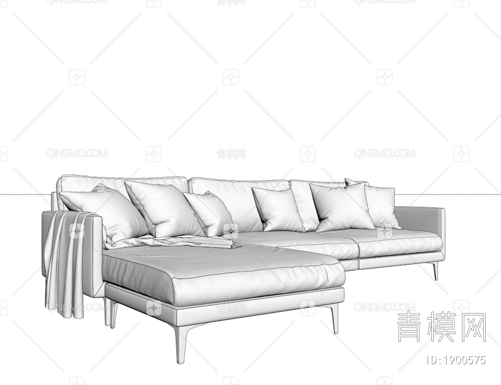 皮革转角沙发 多人沙发3D模型下载【ID:1900575】
