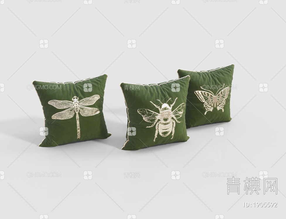 昆虫图案烫金丝绒抱枕3D模型下载【ID:1905592】