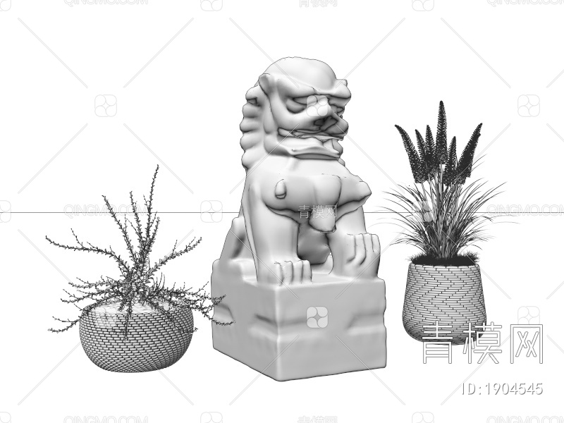 雕塑摆件 金属做旧雕像 狮子3D模型下载【ID:1904545】