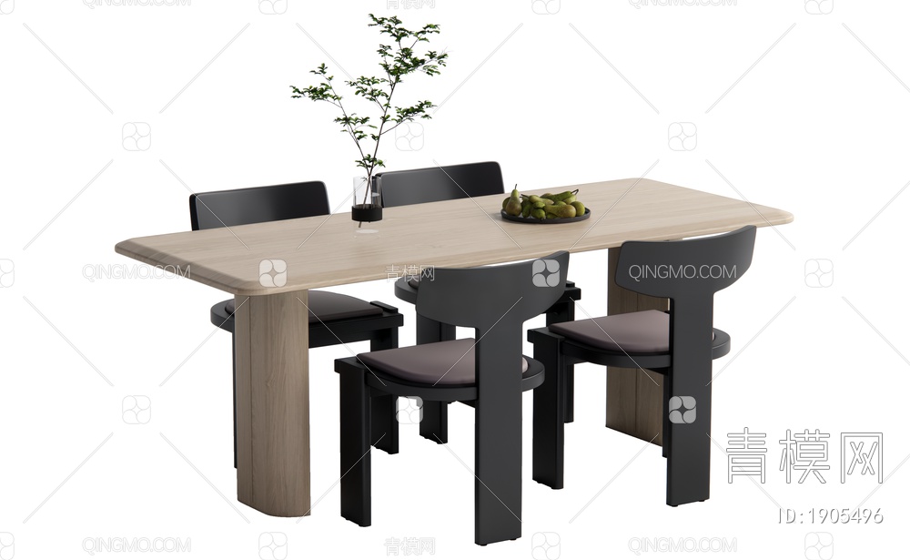 餐桌椅组合SU模型下载【ID:1905496】