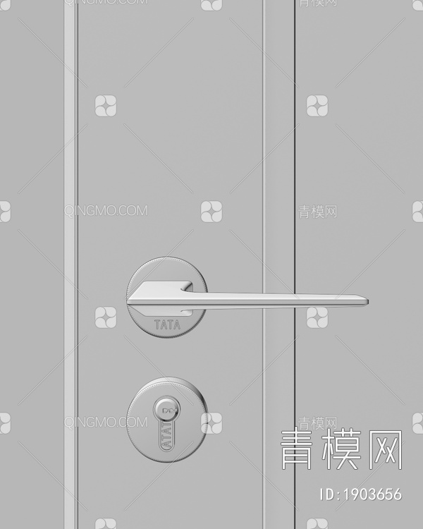 极简TATA木门 门锁 门把手3D模型下载【ID:1903656】