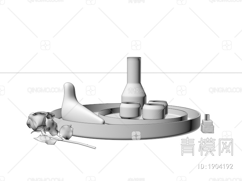 玻璃茶具 玫瑰花 蜡烛3D模型下载【ID:1904192】