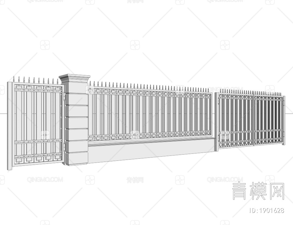 栏杆 栅栏 围墙3D模型下载【ID:1901628】