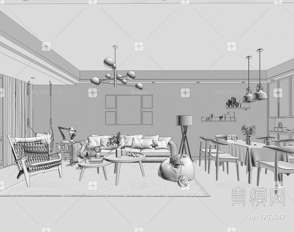 客餐厅3D模型下载【ID:1903849】