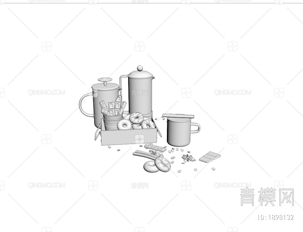 咖啡机 咖啡壶 巧克力3D模型下载【ID:1898132】