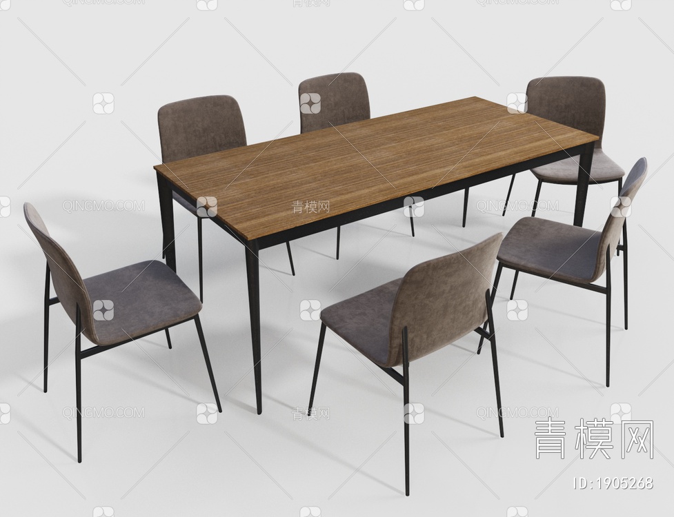 实木餐桌椅3D模型下载【ID:1905268】